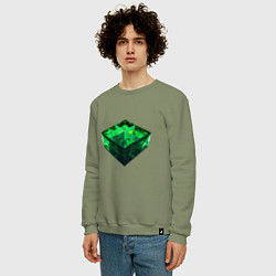 Свитшот хлопковый мужской Куб из зелёного кристалла, цвет: авокадо — фото 2