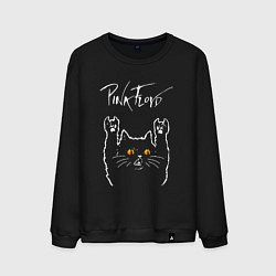 Свитшот хлопковый мужской Pink Floyd rock cat, цвет: черный