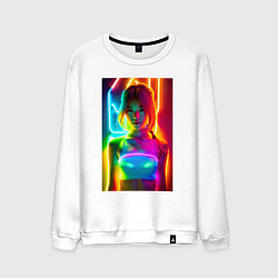 Мужской свитшот Japanese girl - neon glow - neural network