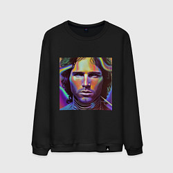 Свитшот хлопковый мужской Jim Morrison neon portrait art, цвет: черный