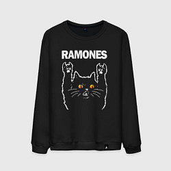 Свитшот хлопковый мужской Ramones rock cat, цвет: черный