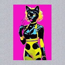 Свитшот хлопковый мужской Black cat - fashionista - pop art - neural network, цвет: меланж — фото 2