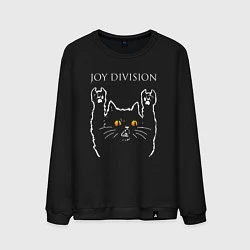 Свитшот хлопковый мужской Joy Division rock cat, цвет: черный