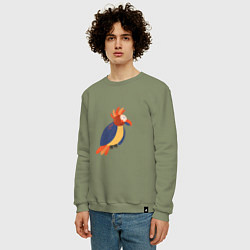 Свитшот хлопковый мужской Веселый попугай, цвет: авокадо — фото 2