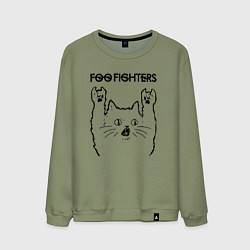 Свитшот хлопковый мужской Foo Fighters - rock cat, цвет: авокадо
