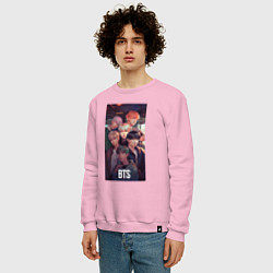 Свитшот хлопковый мужской BTS kpop art anime, цвет: светло-розовый — фото 2