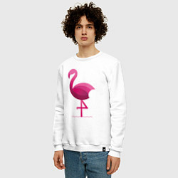 Свитшот хлопковый мужской Фламинго минималистичный, цвет: белый — фото 2