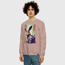 Свитшот хлопковый мужской Модный зайчара - нейросеть, цвет: пыльно-розовый — фото 2