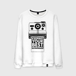 Свитшот хлопковый мужской Polaroid best memories, цвет: белый