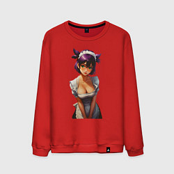 Свитшот хлопковый мужской Лена служанка из Бесконечного лета, цвет: красный