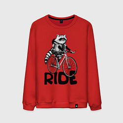 Свитшот хлопковый мужской Raccoon ride, цвет: красный