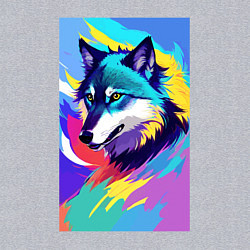 Свитшот хлопковый мужской Wolf - pop art - neural network, цвет: меланж — фото 2