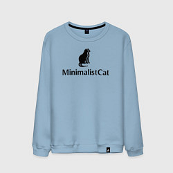 Свитшот хлопковый мужской Коты MinimalistCat, цвет: мягкое небо