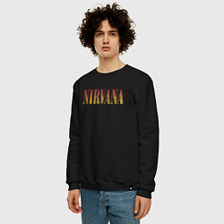 Свитшот хлопковый мужской Nirvana logo, цвет: черный — фото 2