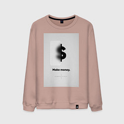 Свитшот хлопковый мужской Make Money, цвет: пыльно-розовый