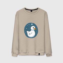 Свитшот хлопковый мужской Утка в космосе, цвет: миндальный