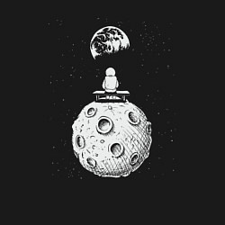 Свитшот хлопковый мужской Moon spaceman, цвет: черный — фото 2