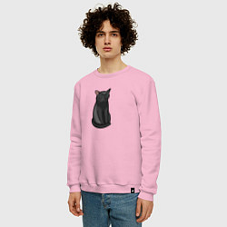 Свитшот хлопковый мужской Кот с пустым взглядом - мем, цвет: светло-розовый — фото 2