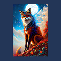 Свитшот хлопковый мужской Крутая лисичка с медальоном - нейросеть, цвет: тёмно-синий — фото 2