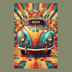 Свитшот хлопковый мужской Ретро машина в ярких цветах, цвет: авокадо — фото 2