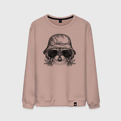 Свитшот хлопковый мужской Енот на стиле, цвет: пыльно-розовый