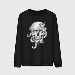 Свитшот хлопковый мужской Skull octopus, цвет: черный