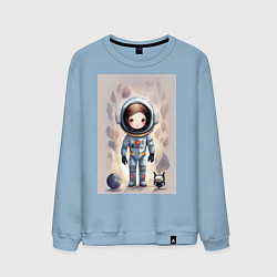 Свитшот хлопковый мужской Милый маленький космонавт - нейросеть, цвет: мягкое небо