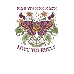 Свитшот хлопковый мужской Find your balance love yourself, цвет: белый — фото 2