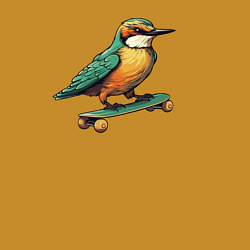 Свитшот хлопковый мужской Птица катается на скейте, цвет: горчичный — фото 2