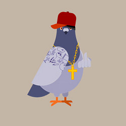 Свитшот хлопковый мужской Крутой голубь в кепке показывает f**k, цвет: миндальный — фото 2