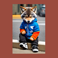 Свитшот хлопковый мужской Уличный волчонок-хулиган - нейросеть, цвет: кирпичный — фото 2