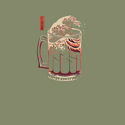 Свитшот хлопковый мужской Волна пива на японском, цвет: авокадо — фото 2