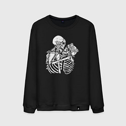 Свитшот хлопковый мужской Парочка скелетов, цвет: черный