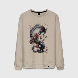 Свитшот хлопковый мужской Древесный дракон - дух леса, цвет: миндальный