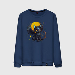 Свитшот хлопковый мужской Cat dragon, цвет: тёмно-синий