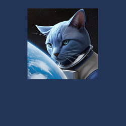 Свитшот хлопковый мужской Котик космонавт blue, цвет: тёмно-синий — фото 2