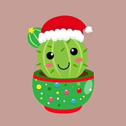 Свитшот хлопковый мужской Кактус в новогодней шапке, цвет: пыльно-розовый — фото 2