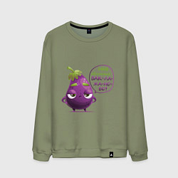 Свитшот хлопковый мужской Баклажаново - баклажану фиолетово, цвет: авокадо