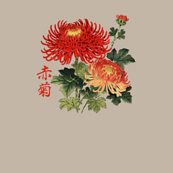 Свитшот хлопковый мужской Красные хризантемы, цвет: миндальный — фото 2