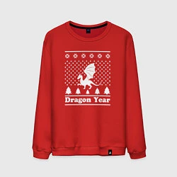 Свитшот хлопковый мужской Sweater dragon year, цвет: красный