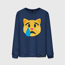 Свитшот хлопковый мужской Жёлтый котик грустит, цвет: тёмно-синий