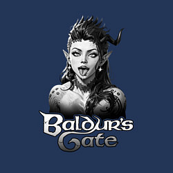 Свитшот хлопковый мужской Карлах - ахегао - черный и белый, цвет: тёмно-синий — фото 2