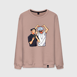 Свитшот хлопковый мужской Сатору и Гето - Магическая битва, цвет: пыльно-розовый
