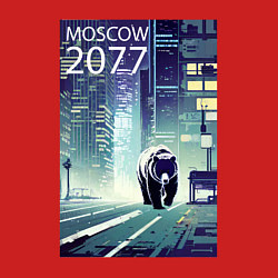 Свитшот хлопковый мужской Медведь в большом городе -нейросеть, цвет: красный — фото 2