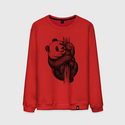 Свитшот хлопковый мужской Панда залезла на дерево, цвет: красный