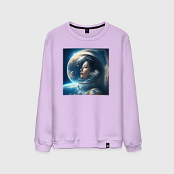 Свитшот хлопковый мужской Космическая девушка в космосе, цвет: лаванда