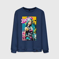 Свитшот хлопковый мужской Барби - крутая девчонка - нейросеть, цвет: тёмно-синий