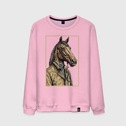 Свитшот хлопковый мужской Конь в бежевом пальто, цвет: светло-розовый