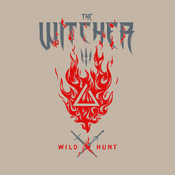 Свитшот хлопковый мужской Ведьмак - знак Игни, цвет: миндальный — фото 2