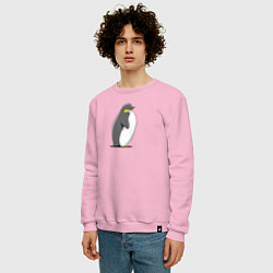 Свитшот хлопковый мужской Мультяшный пингвин сбоку, цвет: светло-розовый — фото 2